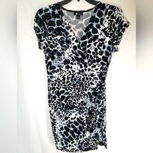 AB STUDIO Black And White Short Sleeve Dress Sz L